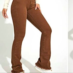 Brown pants bootcut/ shaggy cut up ends